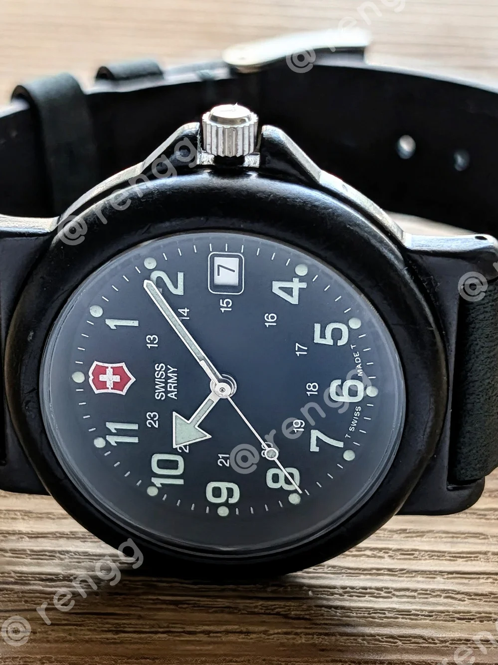 Renegade Victorinox Swiss Army Black  Green Accent Field Watch Sapphire 38mm